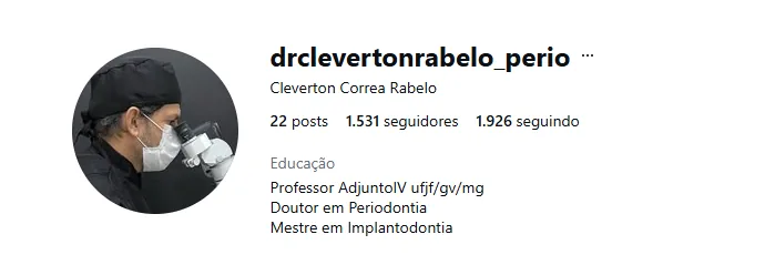 Perfil no Instagram do Dr. Cleverton Rabelo, periodontista