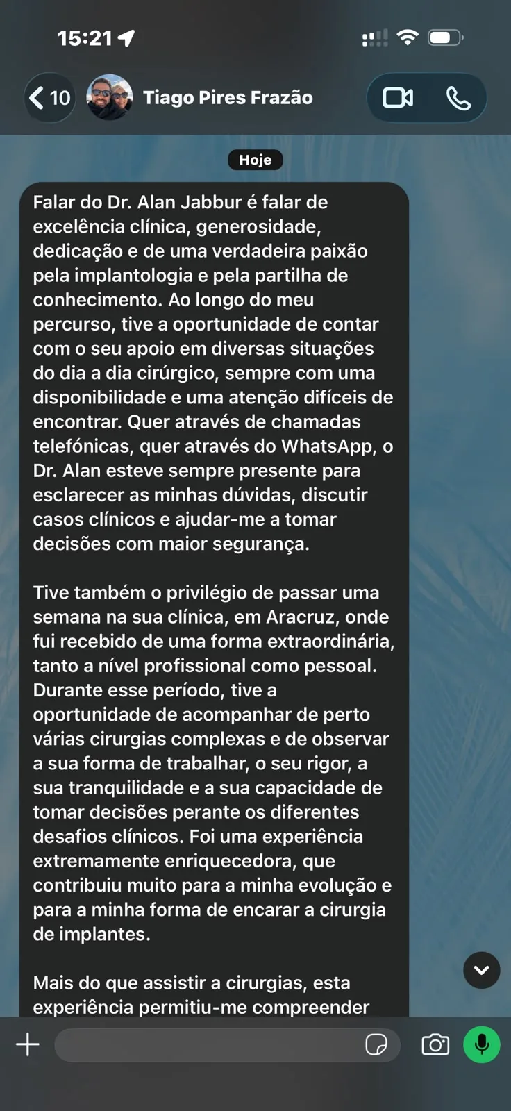 Print original de depoimento de aluno 7