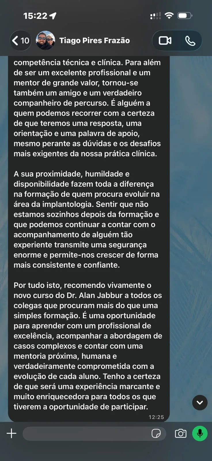 Print original de depoimento de aluno 8